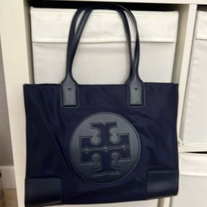 Navy Blue Tory Burch tote, used once, like new. Excellent condition